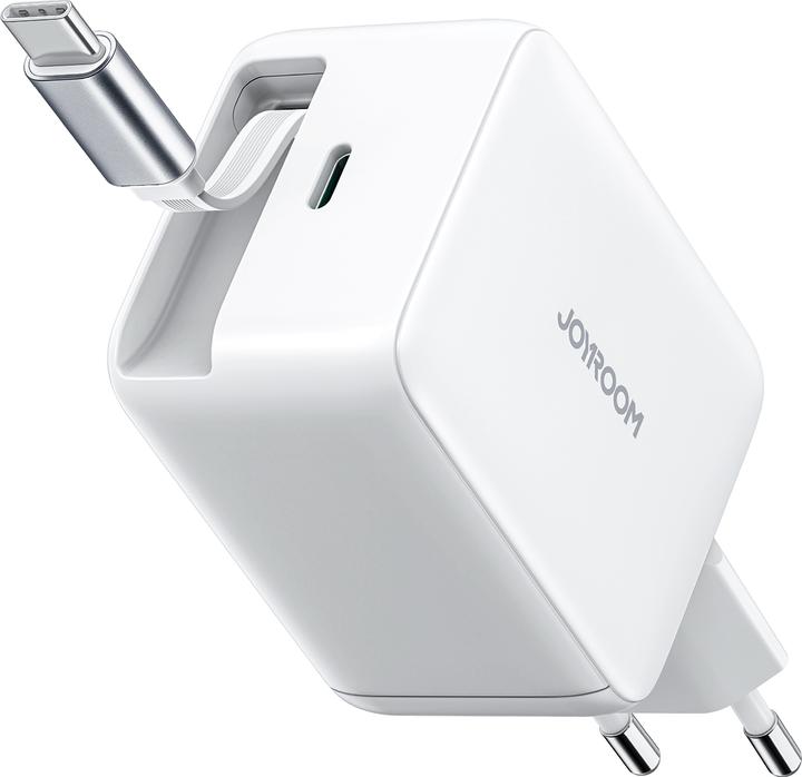 Productafbeelding Joyroom GaN USB-C Charger with Retractable Cable 67W - White (67 W)