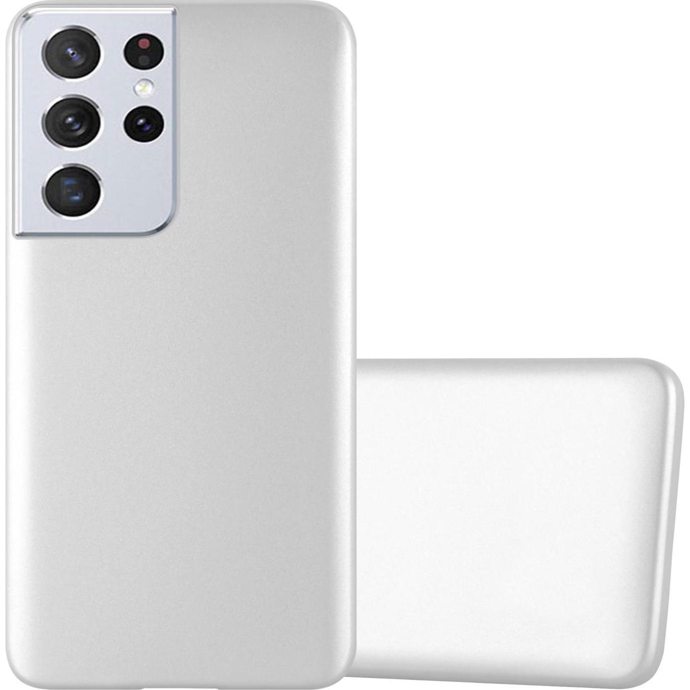 Cadorabo TPU Matt Metallic Cover (Samsung Galaxy S21 Ultra), Smartphone Hülle, Silber