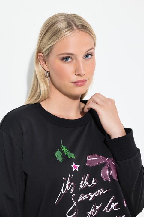 Produktbild Ulla Popken Weihnachts-Sweatshirt, Schleifen, Rundhals, Langarm (54)