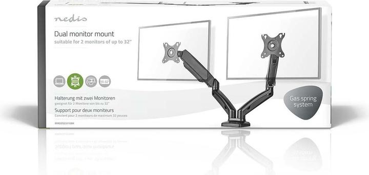 Produktbild Nedis Schreibtisch Monitorhalterung | Gasfeder | 2 Bildschirm(e) | 15 - 32 " | 75x75 / 100x100 | Vol (Tisch, 32", 8 kg)