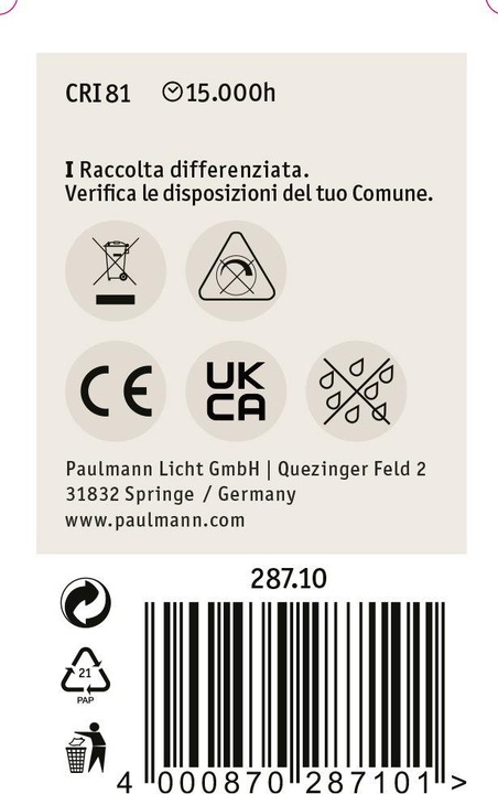 Actual product image Paulmann Drop (E27, 2.60 W, 260 lm, 1 x, F)