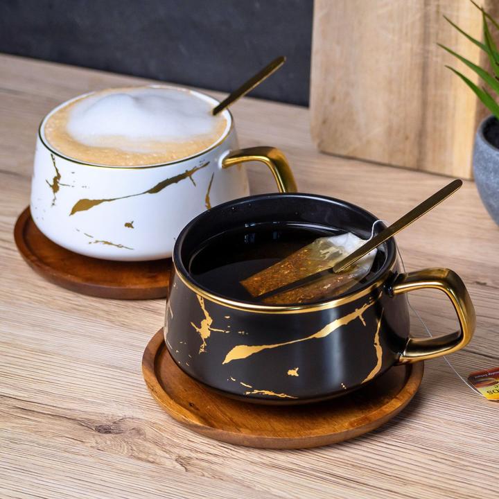 Image du produit Intirilife Tasse à thé avec soucoupe en bois (200 ml, 2 x)