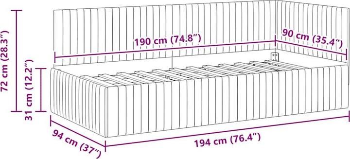 Produktbild vidaXL Samtbettgestell (90 x 190 cm)