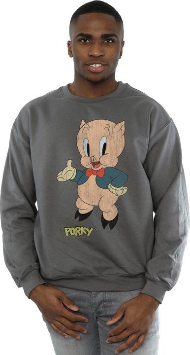 Actual product image Looney Tunes Mens Porky Pig Distressed Sweatshirt (XL)
