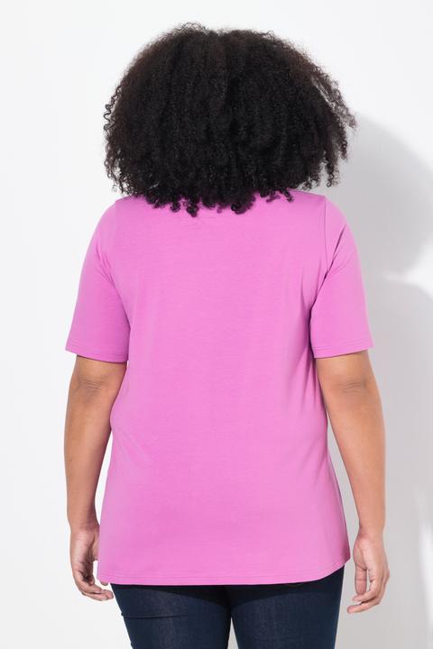 Image du produit Ulla Popken T-shirt en coton bio. Col rond et manches courtes. Coupe évasée (50, 52)