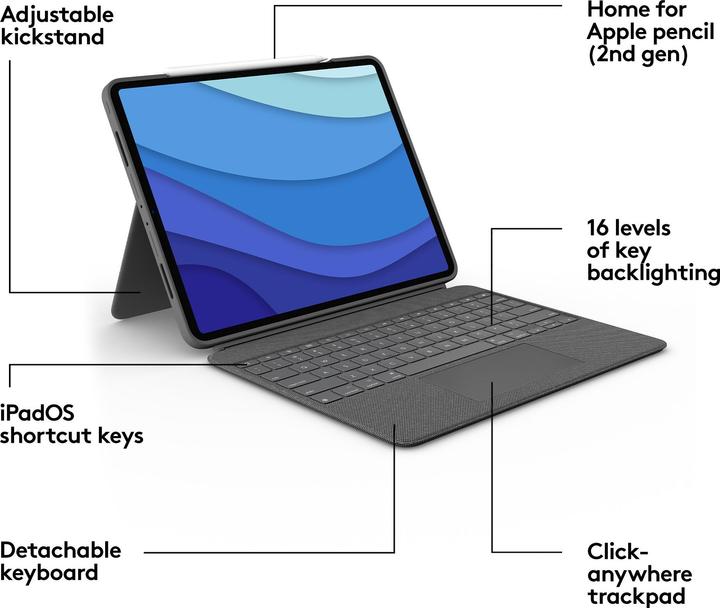 Produktbild Logitech Combo Touch (Eng. Int., iPad Pro 12.9 2021 (5. Gen))