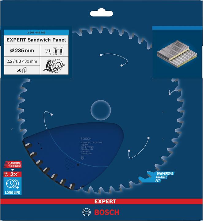 Produktbild Bosch Professional Zubehör Kreissägeblatt Expert for Sandwich Panel, 235 x 30 x 2,2 mm, 50