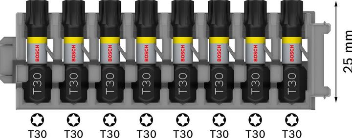 Produktbild Bosch Zubehör PRO Torx Impact Bit, T30, 25 mm, 8-tlg. (Innensechsrund TX)