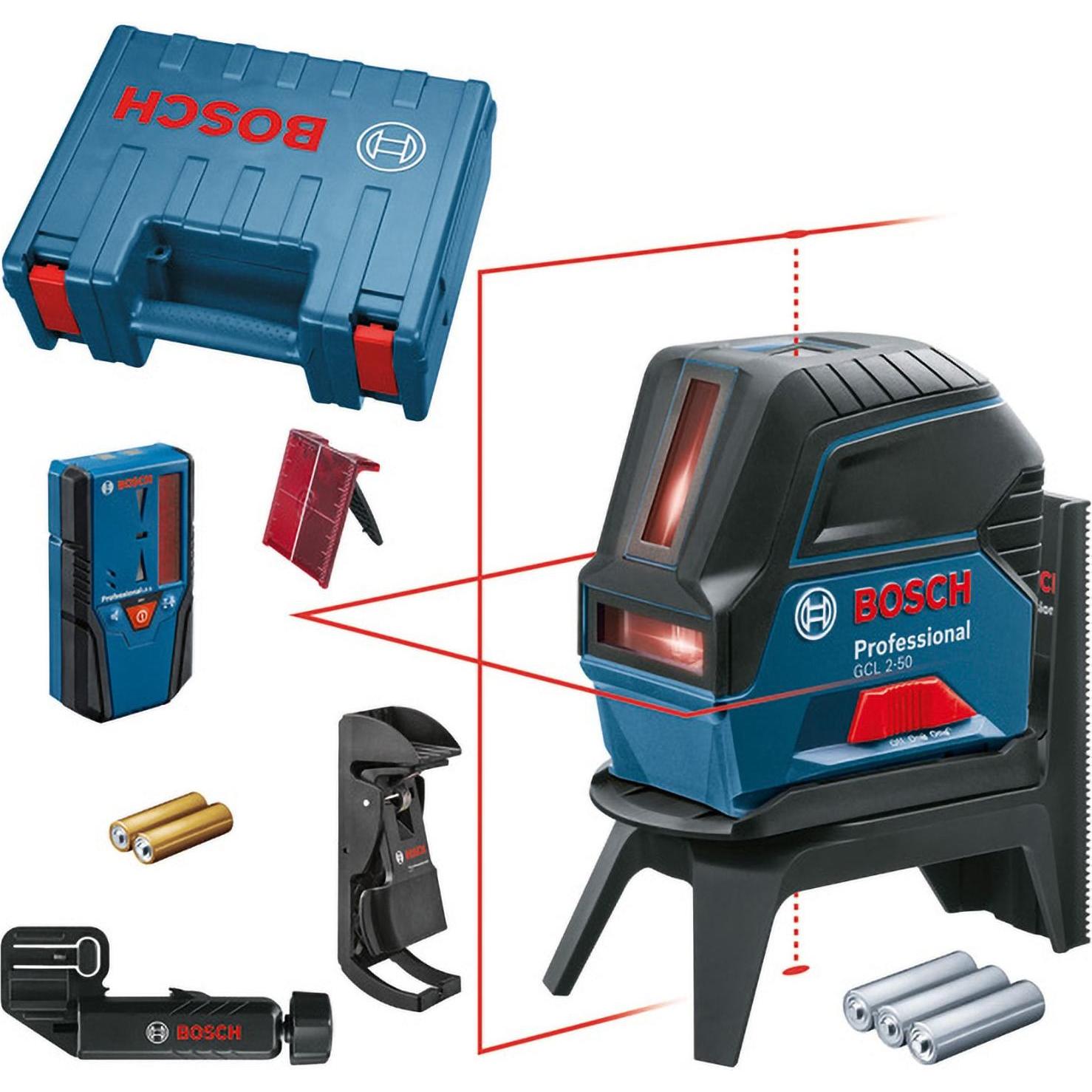 Bosch Professional, Laser lineare, Professionale GCL2-50 + LR6 + Brkt + RM1 + Custodia+TP