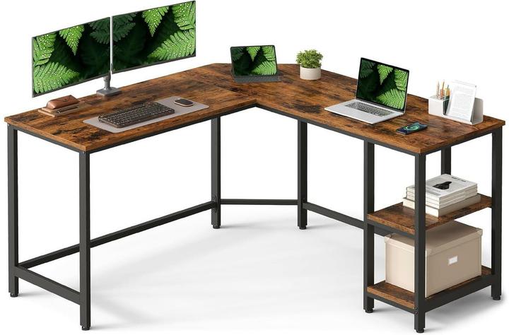 Songmics L-Schreibtisch platzsparend vintagebraun Holz (138 x 138 x 76 cm)