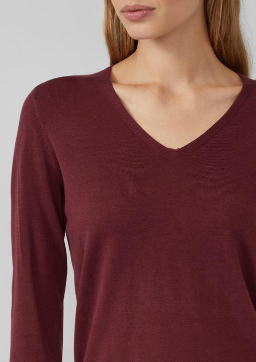 Produktbild s.Oliver Strickpullover Feinstrickpullover mit V-Ausschnitt und Rollkante am Saum (44)