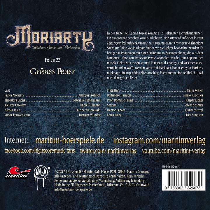 Productafbeelding Moriarty 22: Grünes Feuer (Duits)