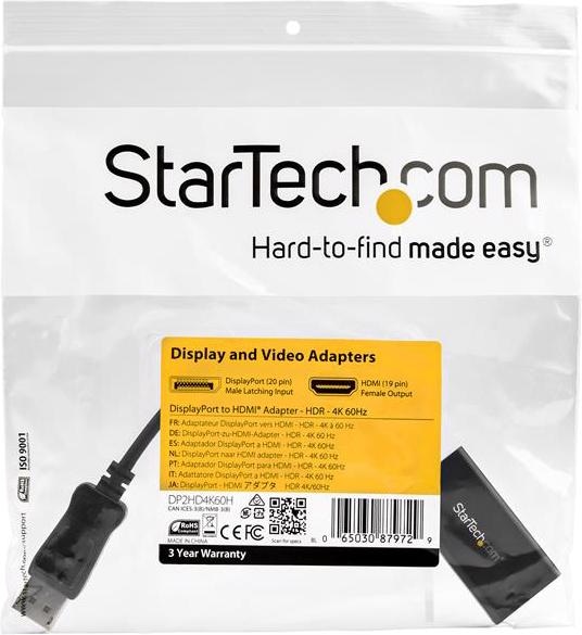 Produktbild StarTech DisplayPort-auf-HDMI-Adapter mit HDR - 4K 60 Hz (HDMI, 25.30 cm)