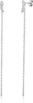 Actual product image JVD - Long silver earrings 2 in 1 with zircons SVLE1849X75BI00