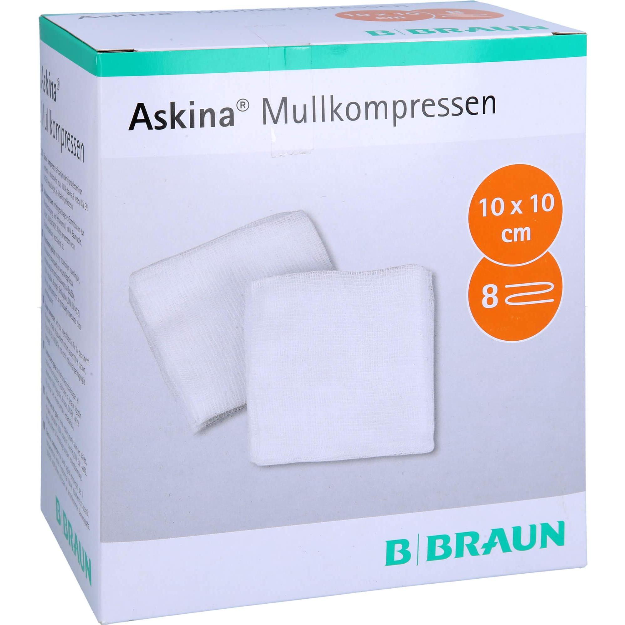 Pharma, Verbandsmaterial, Askina Mullkom 10x10cm Ste, 25X2 St KOM