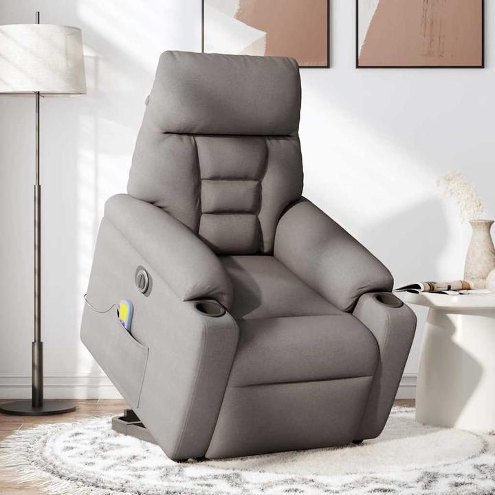 Immagine prodotto VidaXL Poltrona massaggiante elettrica con ausilio per la risalita Tessuto Taupe