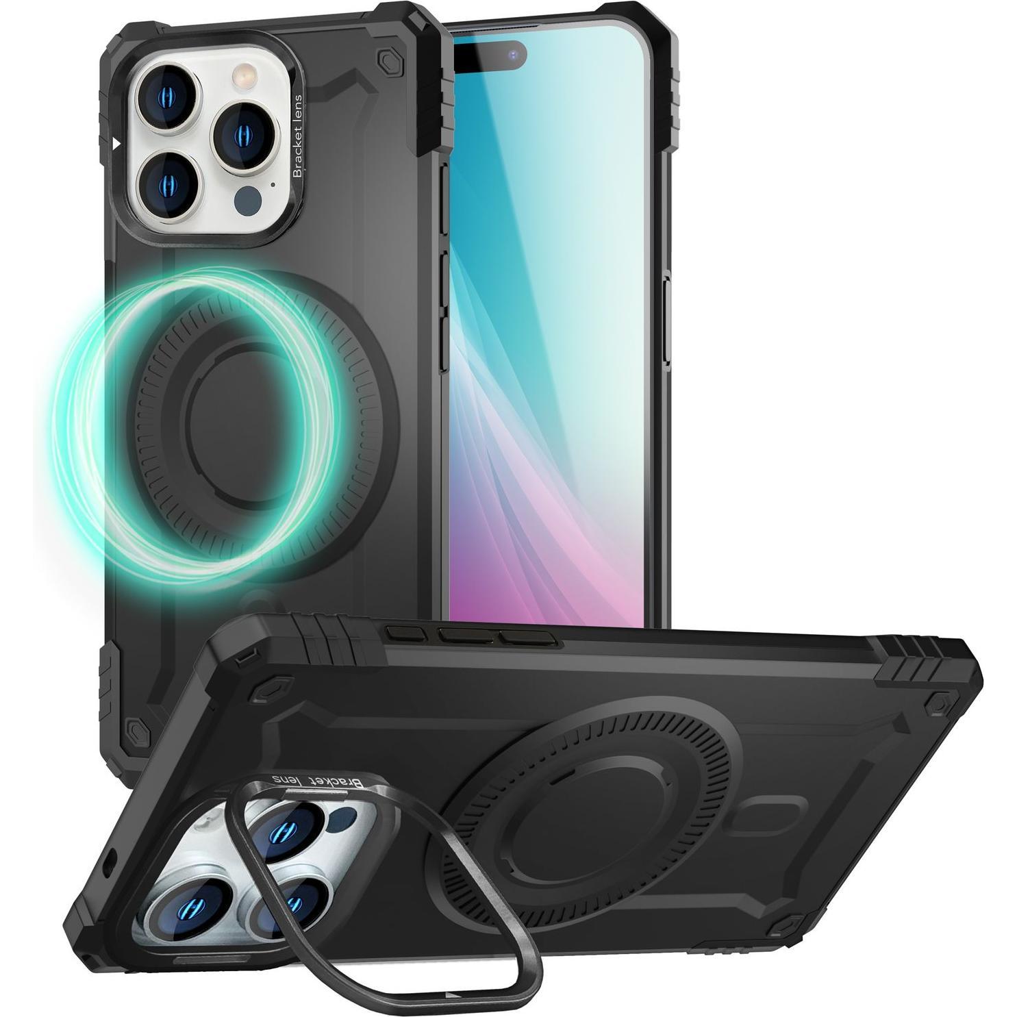 Nalia Granite Case - MagSafe Panzer Hülle Schock- und Bruchsicher - Military Cover (Apple iPhone 16 Pro), Coque pour téléphone portable, Noir