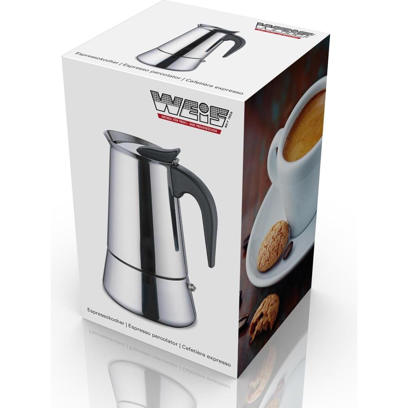 Thumbnail - Weis Espressokocher 6 Tassen Edelstahl, Espressokocher, Grau