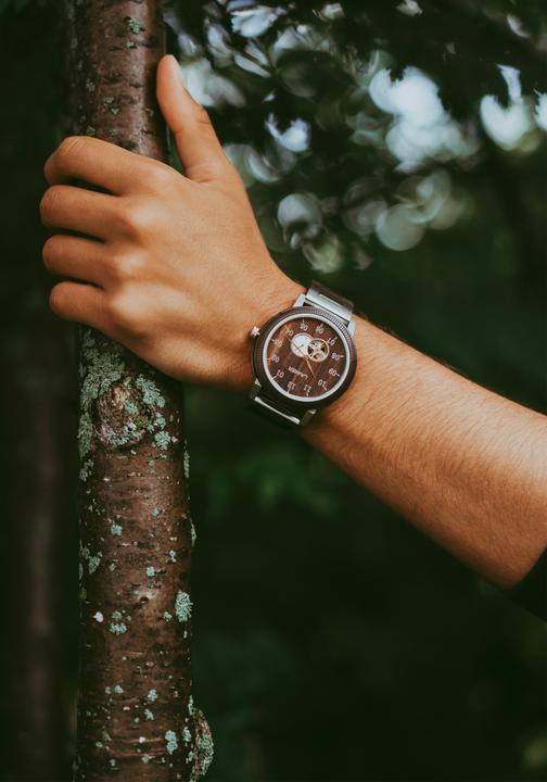 Actual product image Laimer Wrist watch wooden watch Robin (Analogue wristwatch, 49 mm)