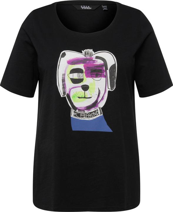 Immagine prodotto Ulla Popken T-shirt classica con cane, scollo a girocollo e mezze maniche (46, 48)