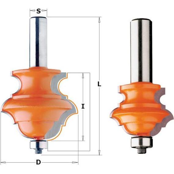 CMT, Punte per fresa, 956.801.11 Mehrfachfräser Profil B, 38,1x28x77,5 Schaft 12