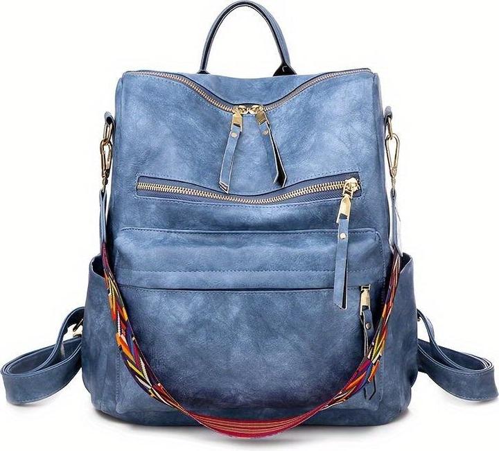 Immagine prodotto Only-Bags.Store Borsa zaino retrò, borsa a tracolla a due vie con tracolla Boho, zaino scuola in pelle vegana