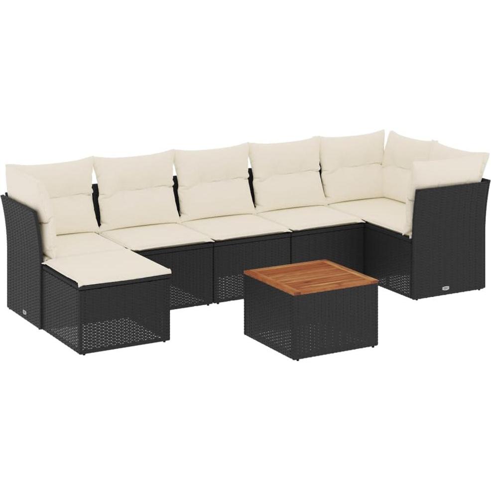 VidaXL, Gartenlounge, Gartenmöbel Sofa Garnitur Lounge Sitzgruppe 8-tlg. Schwarz Poly Rattan