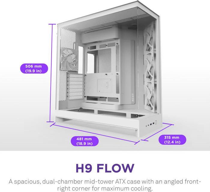 Actual product image NZXT H9 Flow (2025) (ATX, E-ATX, mATX, Mini-ITX)