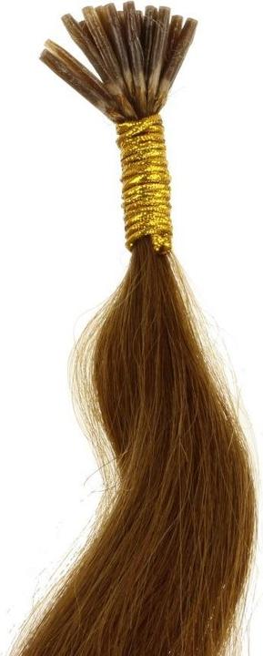 Actual product image Hair2heart 200 x Microring ITip Real Hair Extensions 40 cm 05 g strands Smooth Colour 8 Light Brown (8 Light Brown, 40 cm)