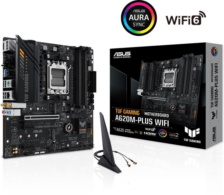 Produktbild ASUS TUF GAMING A620M-PLUS WIFI (AM5, AMD A620, mATX)