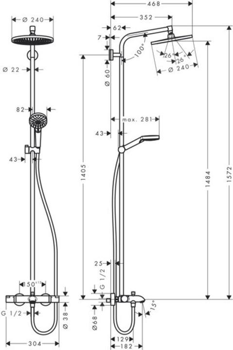 Produktbild hansgrohe Showerpipe CROMETTA S 240 1JET