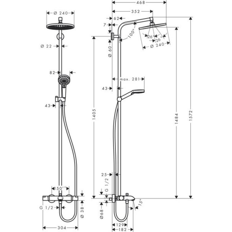 Thumbnail - hansgrohe, Duschsystem, Showerpipe CROMETTA S 240 1JET