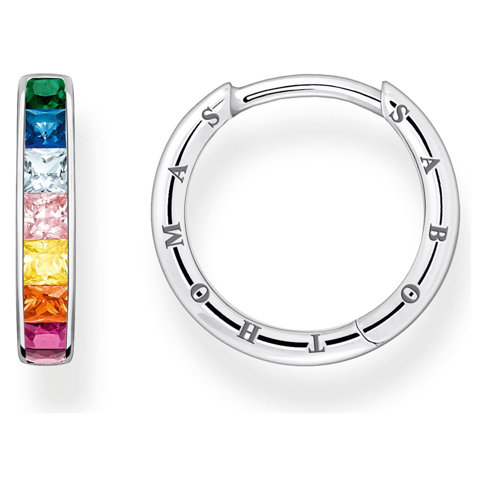 Thomas Sabo, Ohrringe, Creolen Bunte Steine Pavé Silber, (925er Silber)