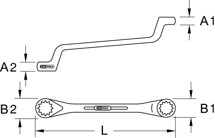 Produktbild KS Tools Doppelringschlüssel. gekröpft. 22x24mm 517.0854 (24 mm, 22 mm)