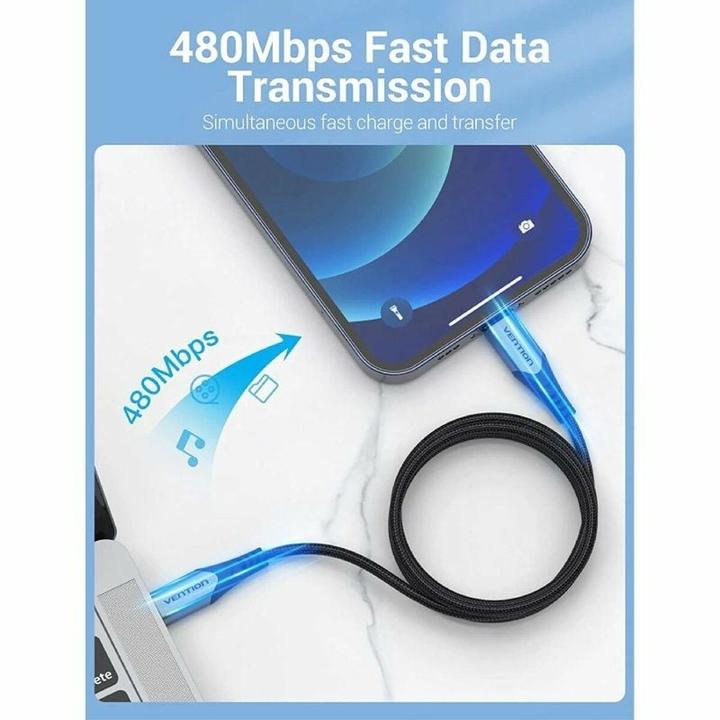 Actual product image Vention USB 2.0 to Lightning Cable TACHH 2m Grey (2 m, USB 3.2 Gen 1)