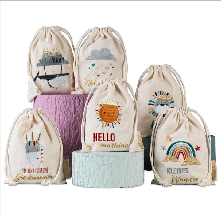 Image du produit Papierdrachen Sacs en lin anniversaire baleine set de 6 (Pochette cadeau, 6 x)