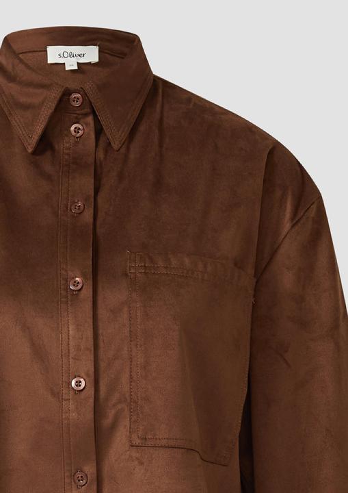 Immagine prodotto s.Oliver Bluse Verkürzte Hemdbluse in Velours-Optik (40)