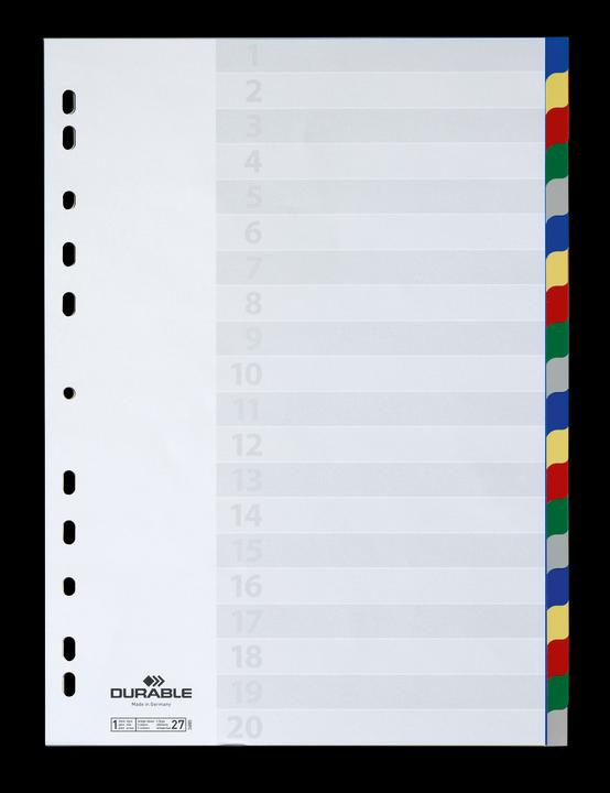 Durable REGISTER PP WITH COLORED LETTERS 20 SHEETS 1 PC 675827