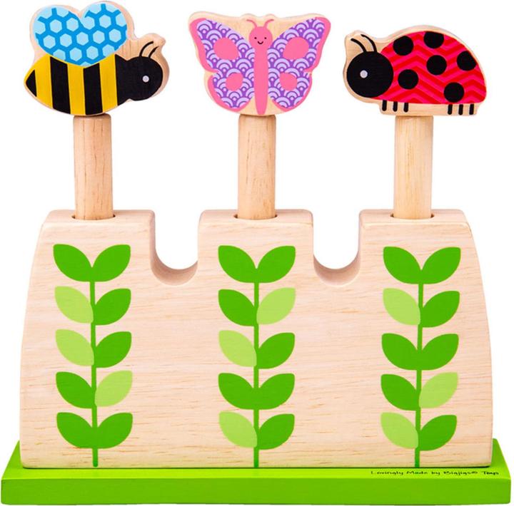 Actual product image Bigjigs Wooden garden pop up animals