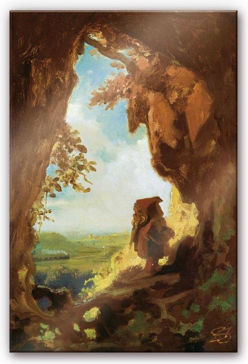 Produktbild Trenddeko Spitzweg - Gnom, Eisenbahn betrachtend (75 x 120 cm)