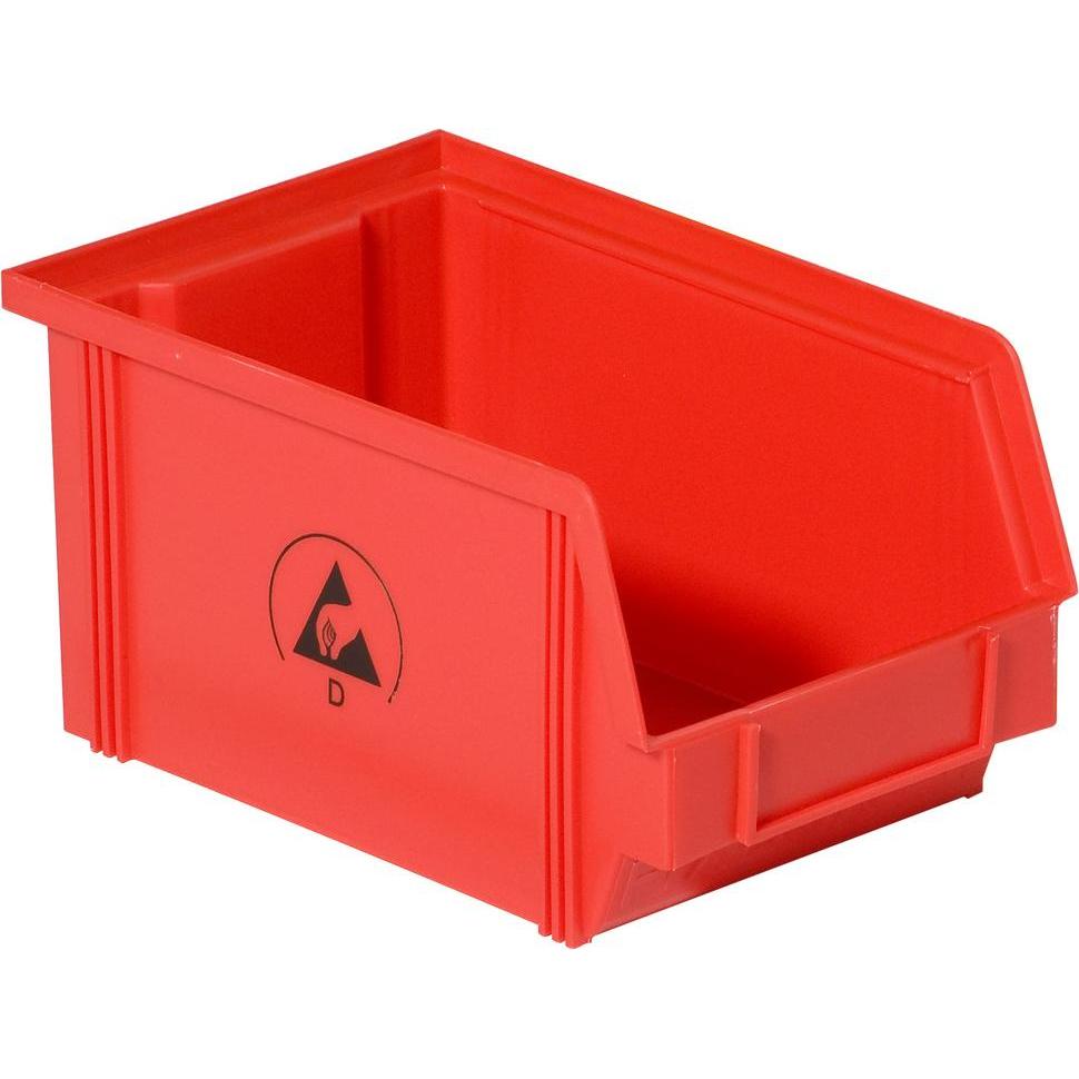 Wolfgang Warmbier, Aufbewahrungsbox, IDP-STAT-Sichtlagerkasten, ESD, 235 x 145 x 125 mm, rot (23.5 x 14.5 x 12.5 cm)