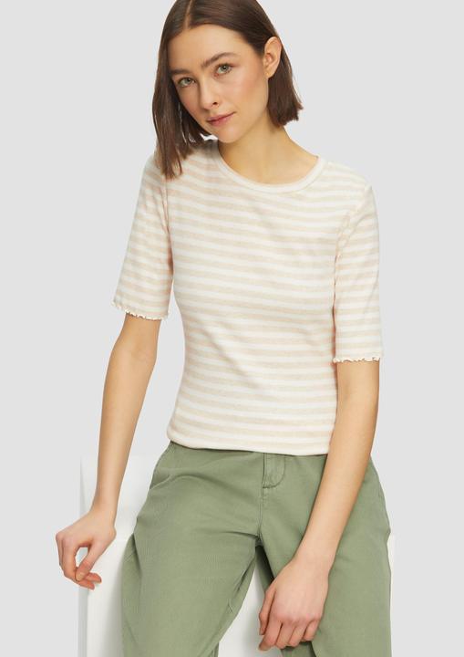 Produktbild S.Oliver T-Shirt Geripptes T-Shirt mit Ziersaum (44)