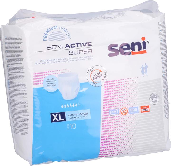 Produktbild Seni Active Super Pants Einweghosen atmungsaktiv Hüftumfang 120-160cm 6 Tropfen (10 x, Large plus)