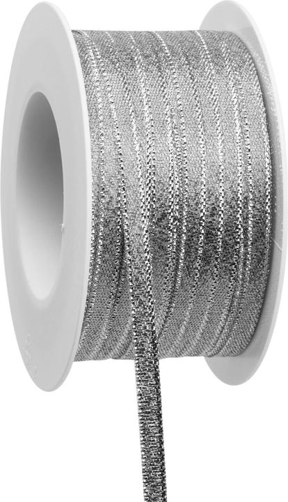 Goldina Nastro arricciante in lurex, 5 millimetri x 50 metri, argento (Nastro da regalo, 1 x)