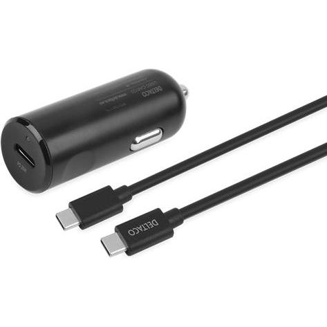 Thumbnail - Deltaco USBC-CAR125 mobile device charger Black Auto, Auto Adapter, Schwarz
