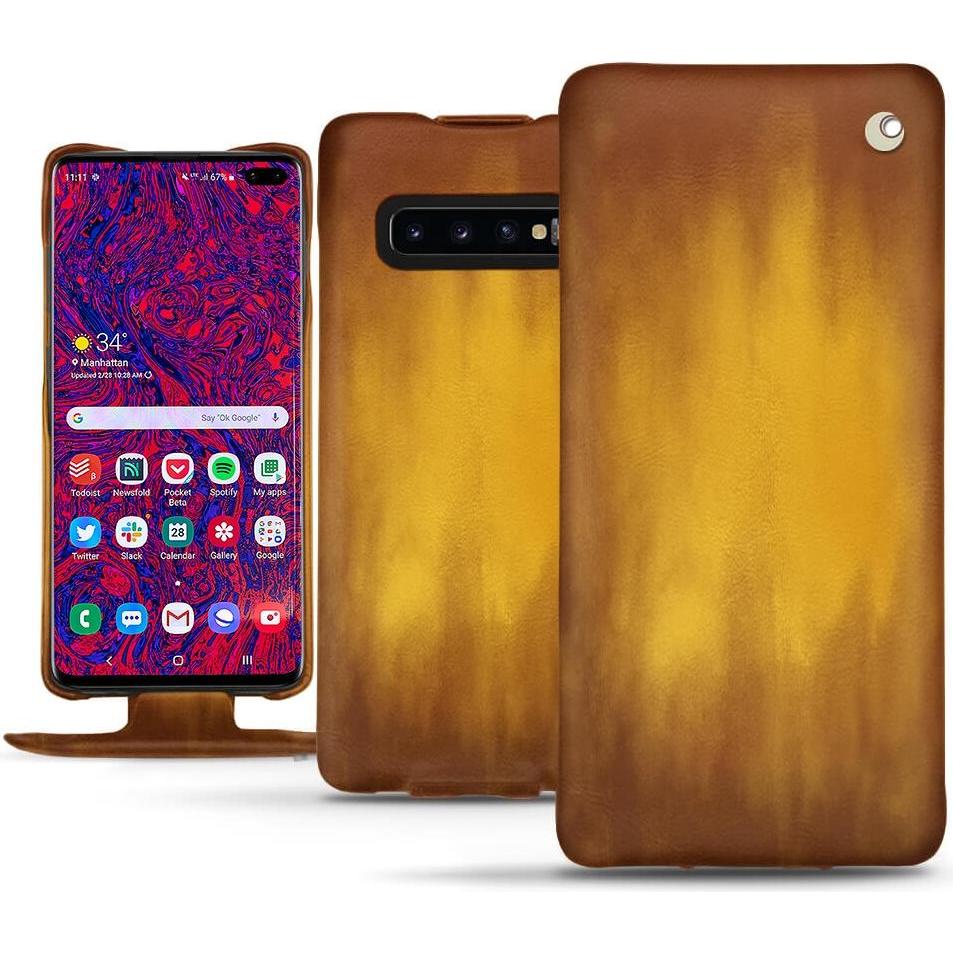 Thumbnail - Noreve Lederschutzhülle vertikal (Samsung Galaxy S10+), Smartphone Hülle, Gold