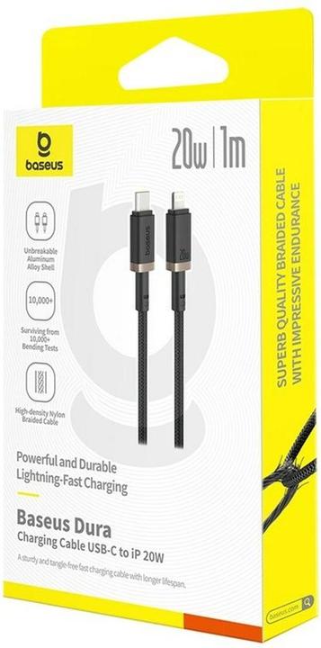 Actual product image Baseus Dura Type-C fast charging cable for iP 20 W 1 m Black Gold (1 m, 20 W)