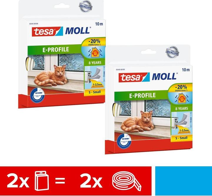 Actual product image tesa 2x tesamoll CLASSIC E-Profil Fensterdichtung, Gummidichtung zum Isolieren, Zweierpack