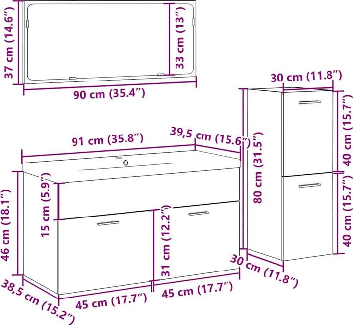 Produktbild vidaXL Badmöbel Set