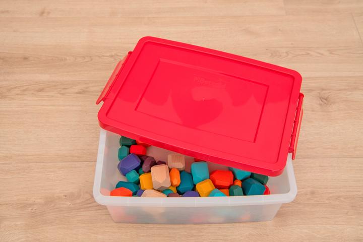 Actual product image Betzold Aufbewahrungsbox, 16 x 39,5 x 27,5 cm, weiss-transparent, bunt (39.50 cm, 11.60 l)